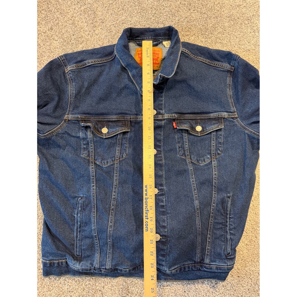 Levis Denim Jacket Mens XL Blue Trucker Standard Fit Dark Wash Cotton 72334-1044 - Picture 9 of 11